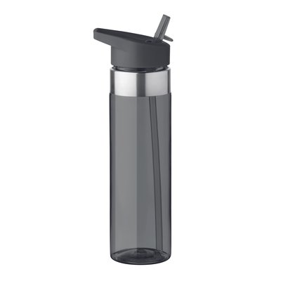 Bidón personalizado de tritán sin BPA con pajita (700 ml) Gris