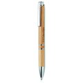Bolígrafo de bambú ecológico con pulsador y detalles cromados