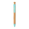 Bolígrafo ecológico de bambú con clip de color Azul