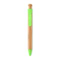 Bolígrafo ecológico de bambú con clip de color Verde