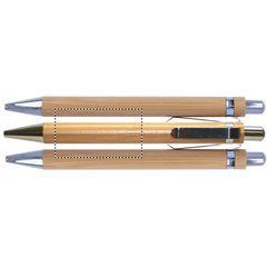 Bolígrafo automático de bambú con detalles cromados | Circunferencia