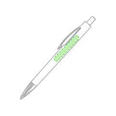 Bolígrafo blanco con pulsador y abertura decorativa a color | En el cuerpo del bolígrafo