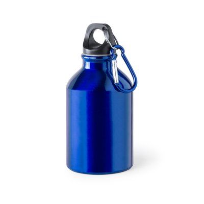 Botella deportiva personalizada de aluminio con mosquetón (330 ml) Azul