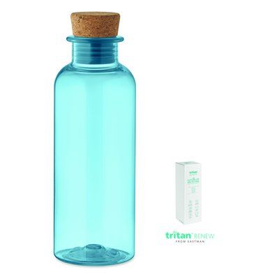 Botella Tritan 500ml Tapa de Corcho Azul Transparente