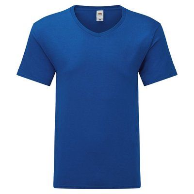 Camiseta Algodón Cuello Pico Adulto Azul XXL