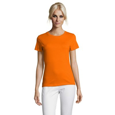 Camiseta Mujer Algodón Corte Entallado Naranja XXL