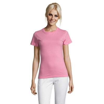 Camiseta Mujer Algodón Corte Entallado Rosa M