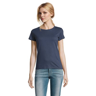 Camiseta Mujer Algodón Semi-Peinado Azul Claro 3XL