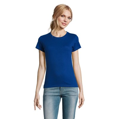 Camiseta Mujer Algodón Semi-Peinado Azul Marino S