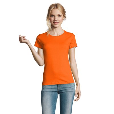 Camiseta Mujer Algodón Semi-Peinado Naranja L