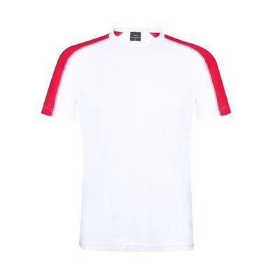 Camiseta técnica blanca con franja de color Rojo XL