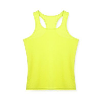 Camiseta técnica mujer de tirantes anchos y espalda estilo nadadora Amarillo Fluor L