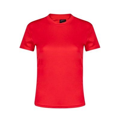 Camiseta técnica mujer en variedad colores con diseño en espalda y mangas transpirable Rojo M