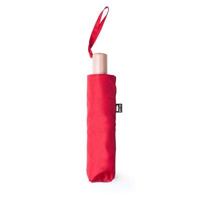 Paraguas ecológico plegable de plástico reciclado Rojo
