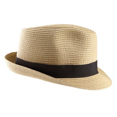 Sombrero Panamá con Cinta Negra Beige 59 cm
