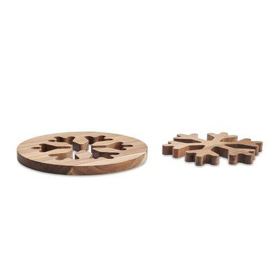 2 Salvamanteles Acacia Copos de Nieve Madera