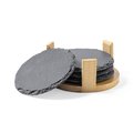 4 Posavasos Pizarra y Soporte Bambú