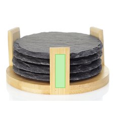 4 Posavasos Pizarra y Soporte Bambú | En el lateral cara 1 | 10 x 35