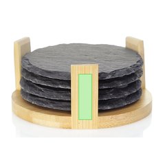 4 Posavasos Pizarra y Soporte Bambú | En el lateral cara 3 | 10 x 35