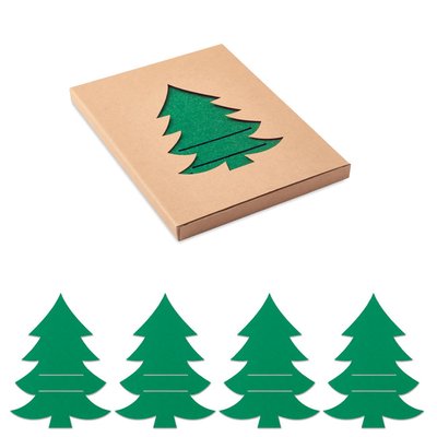 4 Porta Cubiertos Fieltro Árbol Navidad Verde