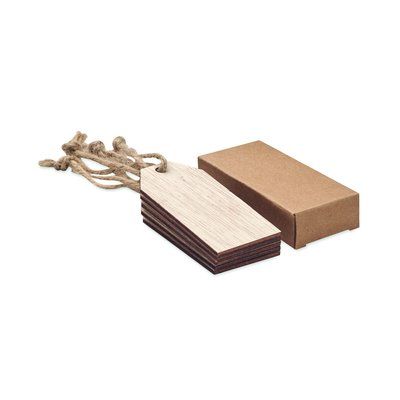6 Etiquetas de Madera con cordón de Yute