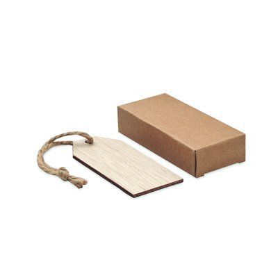 6 Etiquetas de Madera con cordón de Yute