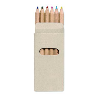 Caja linea nature de cartón con 6 lápices de color