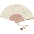 Abanico Madera/Poliéster 23cm con Pulsera y Borla Natural