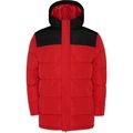 Abrigo acolchado con capucha fija Rojo/Negro Xl