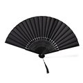 Abanico de bambú y poliéster negro