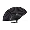 Abanico de bambú y poliéster negro