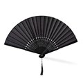 Abanico de bambú y poliéster negro