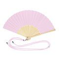 Abanico de bambú y resistente poliéster con cordón ajustable Rosa