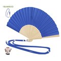 Abanico de bambú y resistente poliéster con cordón ajustable