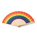 Abanico de madera multicolor