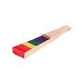 Abanico de madera natural con tela poliéster multicolor