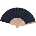 Abanico de Madera y Poliéster 23 cm Azul Marino