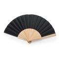 Abanico con varillas madera y tela poliéster Negro TALLA ÚNICA ADULTO