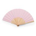 Abanico con varillas madera y tela poliéster Rosa Claro