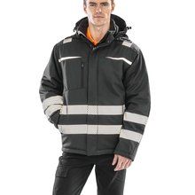 Abrigo softshell reflectante con capucha Black S