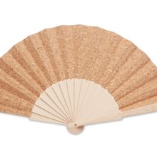 Abanico Madera y Tela de Corcho Beig