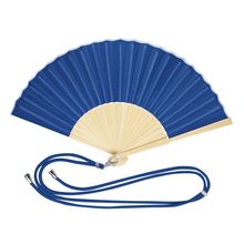 Abanico de bambú y resistente poliéster con cordón ajustable Azul
