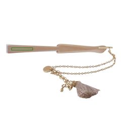 Abanico Madera/Poliéster 23cm con Pulsera y Borla | Izquierda | 50 x 6