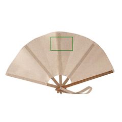 Abanico original de bambú y poliéster con 5 varillas y cinta | Tela | 80 x 50