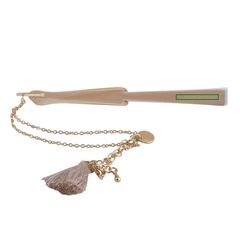 Abanico Madera/Poliéster 23cm con Pulsera y Borla | Derecha | 50 x 6