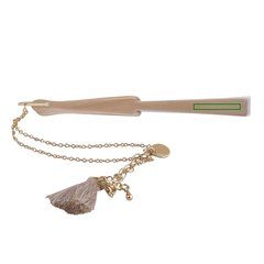 Abanico Madera/Poliéster 23cm con Pulsera y Borla | Derecha | 50 x 6