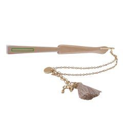 Abanico Madera/Poliéster 23cm con Pulsera y Borla | Izquierda | 50 x 6