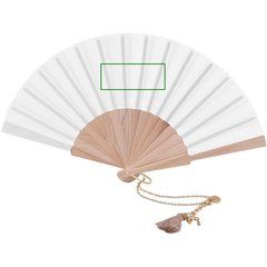 Abanico Madera/Poliéster 23cm con Pulsera y Borla | Tela | 70 x 30