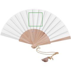 Abanico Madera/Poliéster 23cm con Pulsera y Borla | Tela | 80 x 80