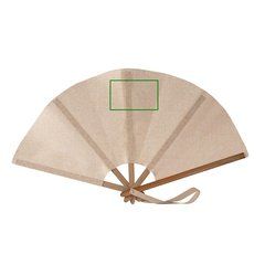 Abanico original de bambú y poliéster con 5 varillas y cinta | Tela | 80 x 50